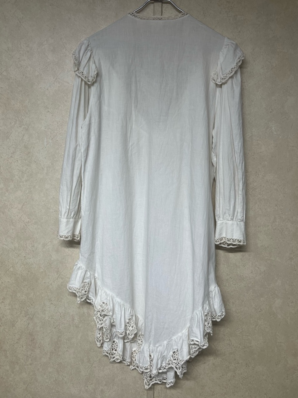Adonna vintage white crochet ruffle long sleeve peasant cottagecore nightgown - Picture 2 of 14